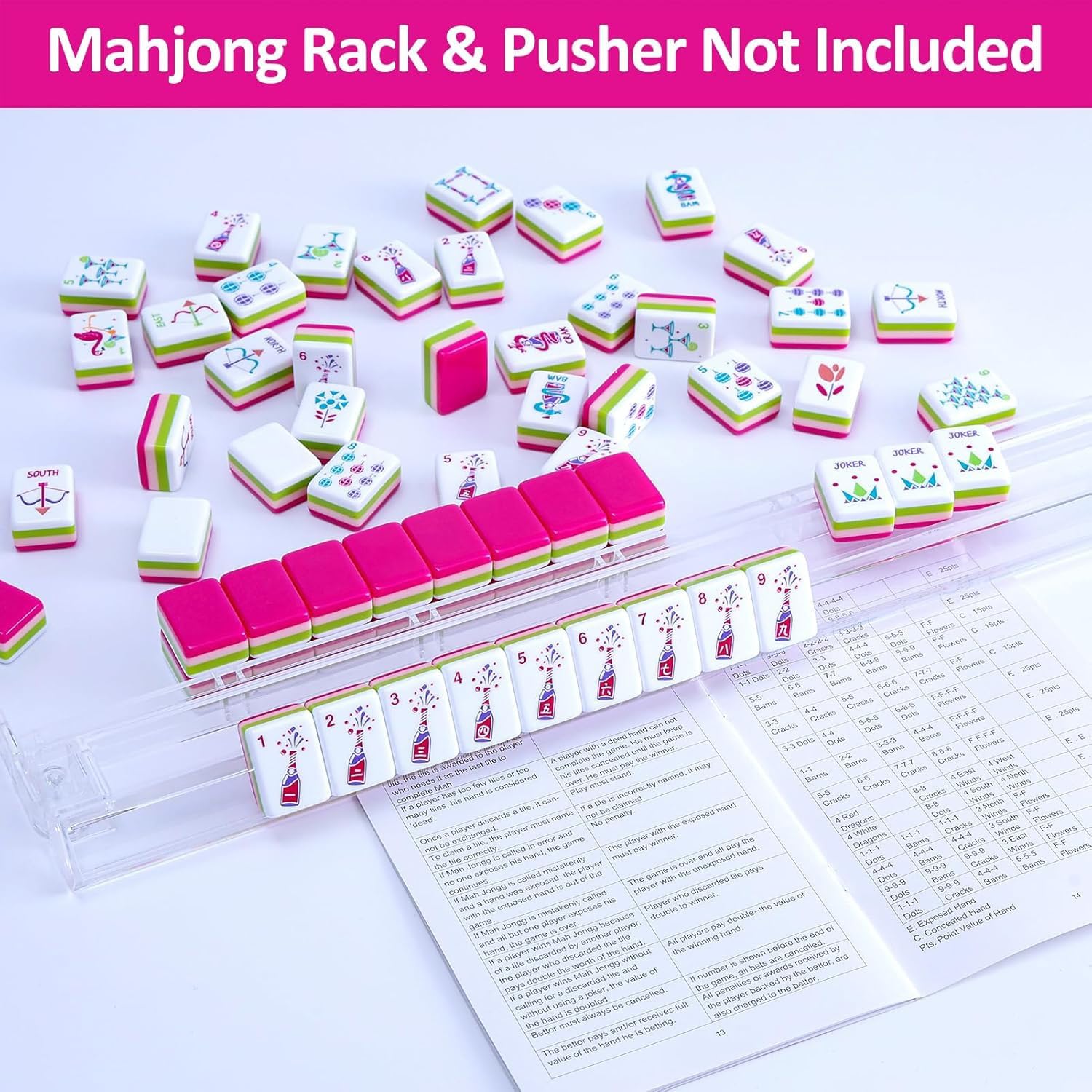Zestaw płytek mahjong, 4 warstwy 160 akrylowych płytek mahjong Premium American Heritage, przenośna gra podróżna, do gry w mahjong, wieczory gier