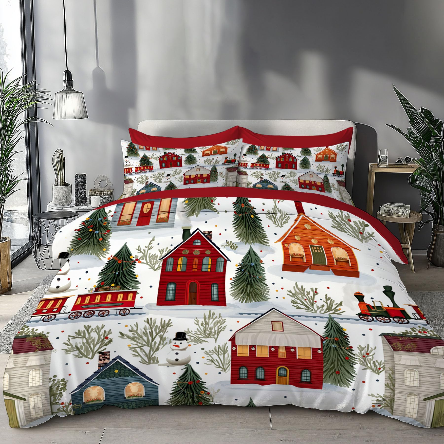 Parure de lit 2 personnes en microfibre de Noël douce et durable