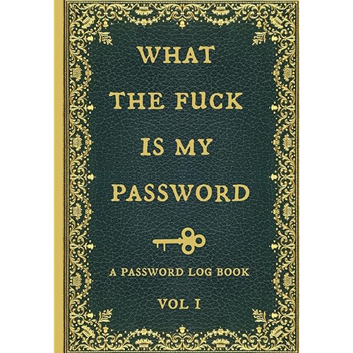 What the fuck is my password: Internet Password Logbook, Organizer, Tracker, Funny White Elephant Gag Gift, Secret Santa Gift Exchange Idea, Vintage book design.