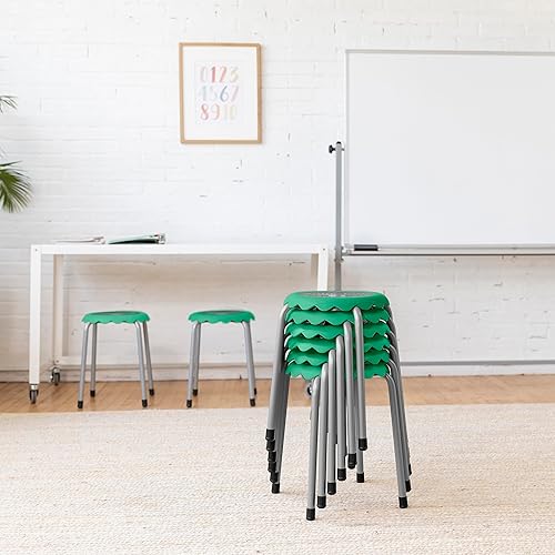 Vista 54 de ECR4Kids Daisy - Juego de taburetes apilables, asientos flexibles, espuma de mar, 8 piezas