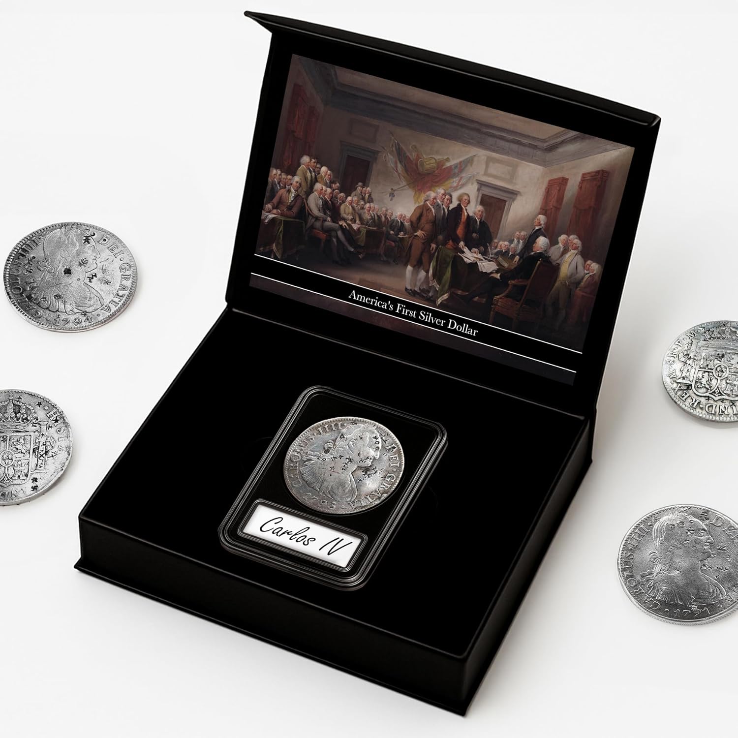 IMPACTO COLECCIONABLES | America's First Dollar an American Coin Treasure | 8 Reales Coin (1793–1808) considered The First Dollar of America a Certified Historical Collectible in Protective Case