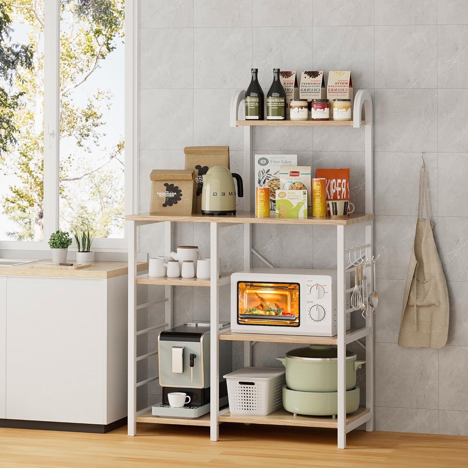 Alebert レンジラック レンジ台 大型レンジ対応キッチンラック 高さ142