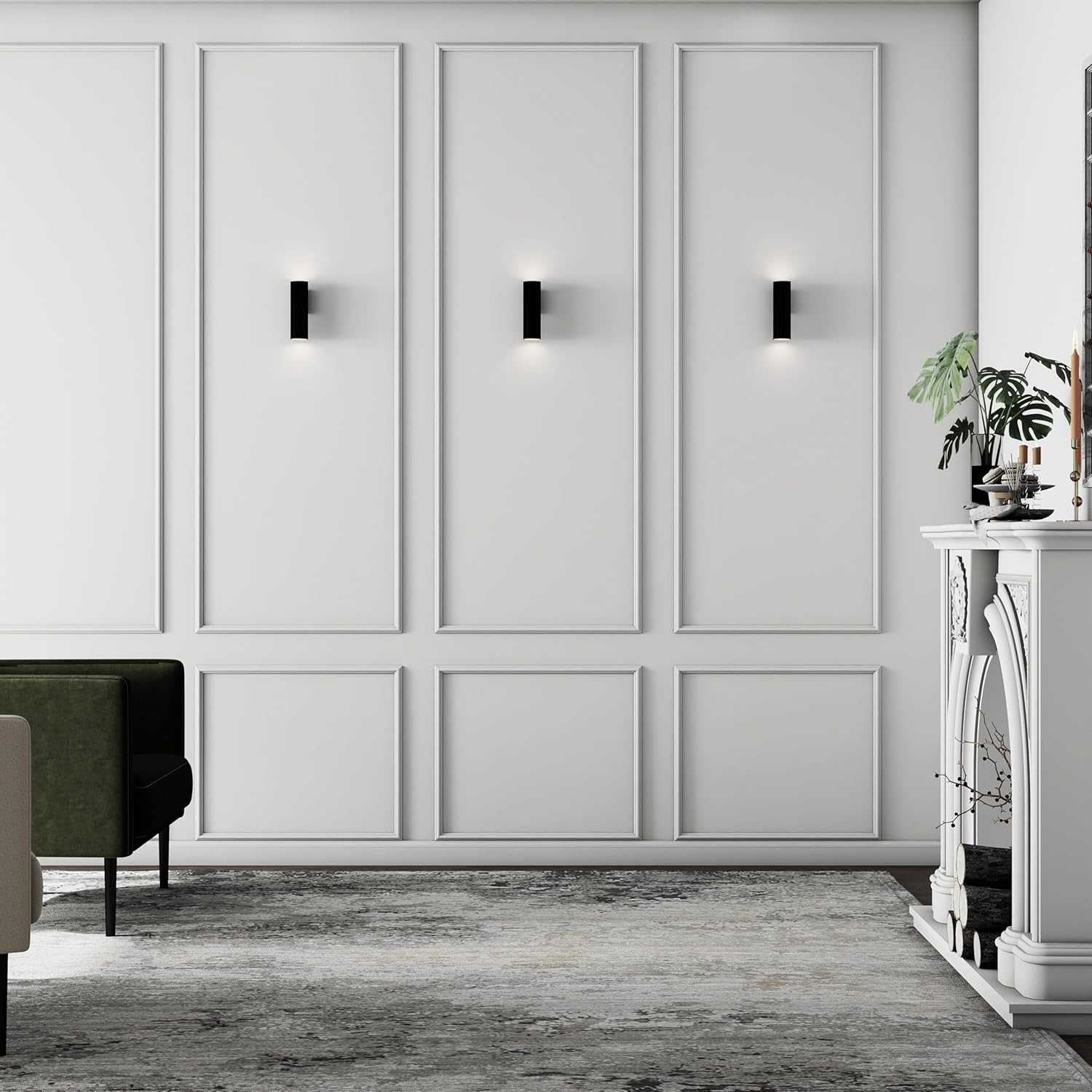 Pangda Peel and Stick Wall Molding Kit, 3D Premade Accent Molding Wainscoting Panel for Interior Wall Moulding Decor, Ready to Assemble Wainscoting Accent Panel(3 Set,24 x 72 in)