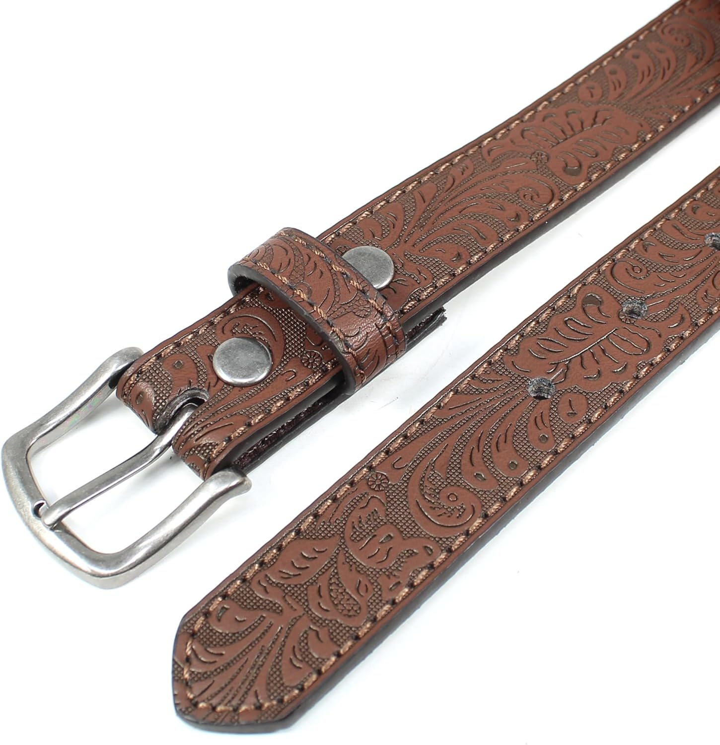 BC Belts Kids Leather Belt Strap and Metal Buckle 1" Wide with Snaps - Construction Excavator Bulldozer Dinosaurs T-Rex - Image 6