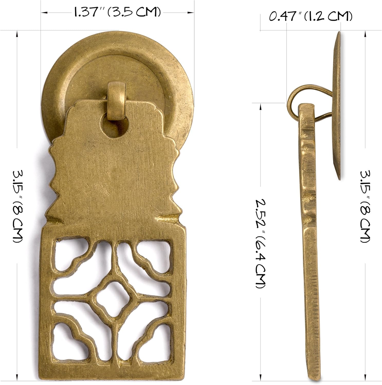 Hardware Philosophy "Symmetrical Elegance Brass Hardware Pulls 3.2 Inches - Set of 2 - Architectural, Interior Design, Furniture Cabinet Customization Hardware