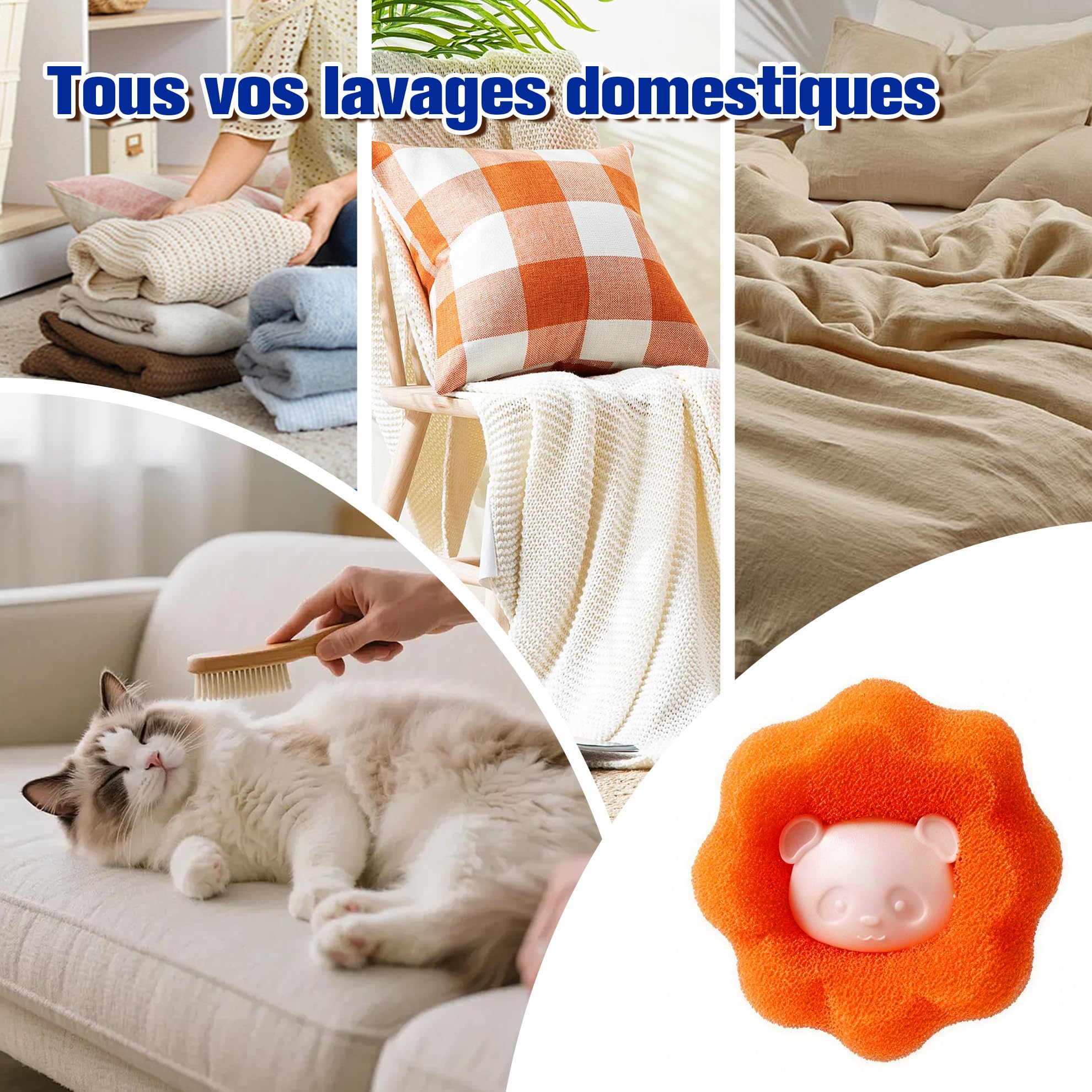Attrape Poils Machine a Laver,8 Pièces Boule Anti Poils Machine a Laver,Boule Anti Poil Réutilisable,pour Propriétaires de Chiens et Chats Linge Quotidien
