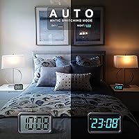 Vista 2 de Reloj a pilas con pantalla LED híbrida de 1.2 pulgadas / LCD de 1.8 pulgadas, reloj despertador digital pequeño inalámbrico, para dormitorio, pared