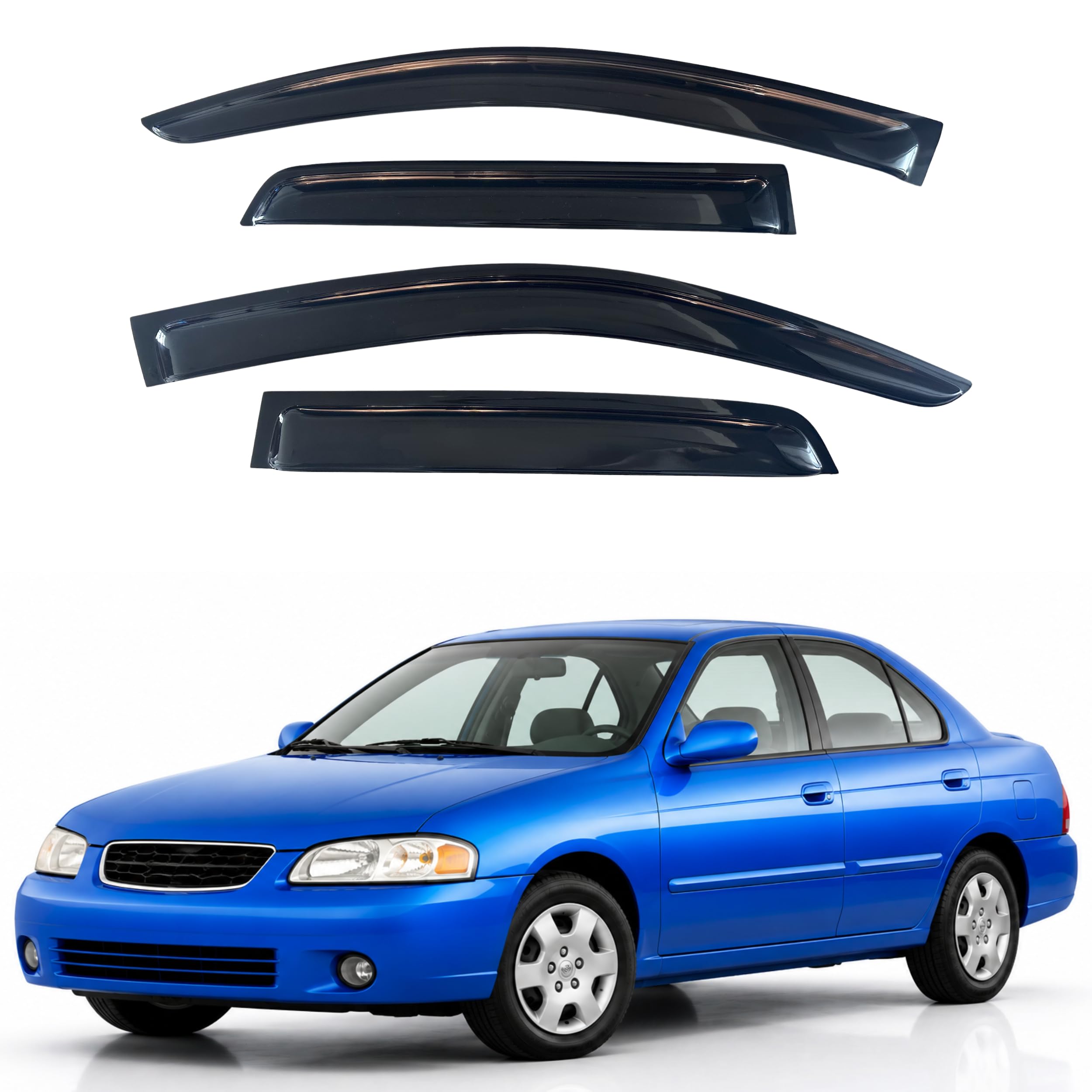 IG Window Visors Fit for 2000-2006 Nissan Sentra Sedan, Out-Channel Rain Guards Vent Wind Deflectors 4PC, Car Accessories for 00-06 Sentra Sedan