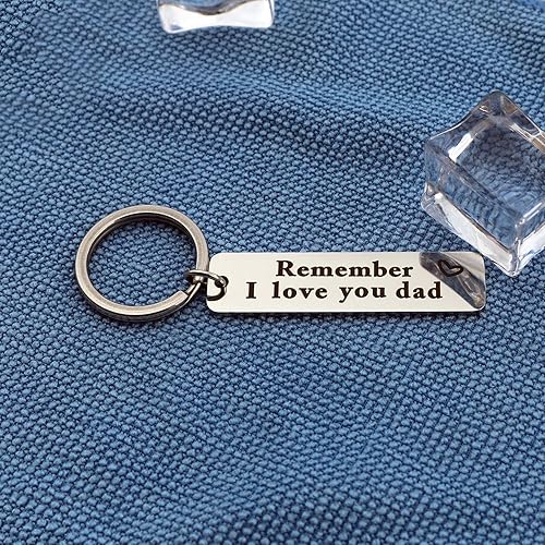 Miniatura 5 de XGAKWD Regalos para el día del padre de hija e hijo Llavero de joyería Remember I Love You Dad regalo de cumpleaños o Navidad para papá, plateado