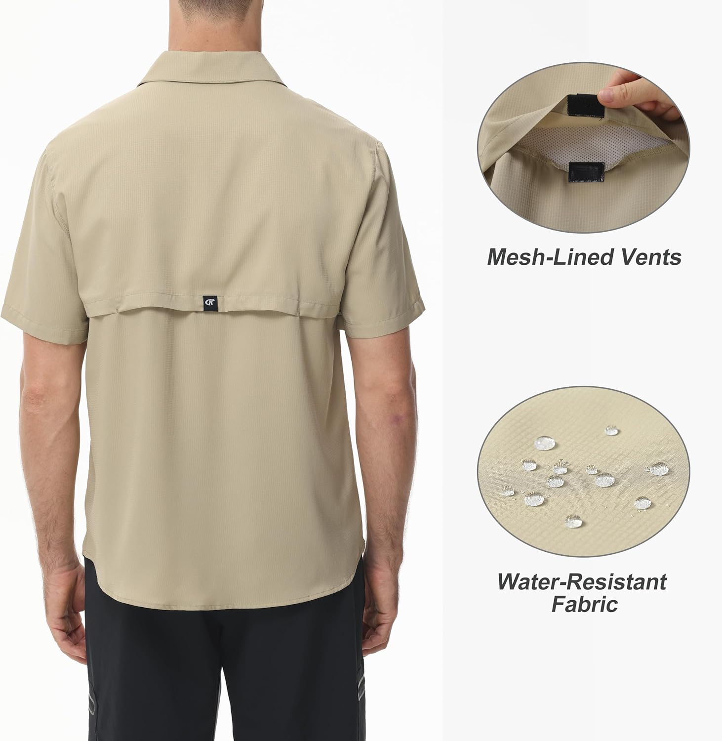Satankud Men's Short Sleeve Lightweight Fishing Shirt UPF 50+ Sun Protection Hiking Travel Work Button Down Shirt Zip Pocket - Image 3