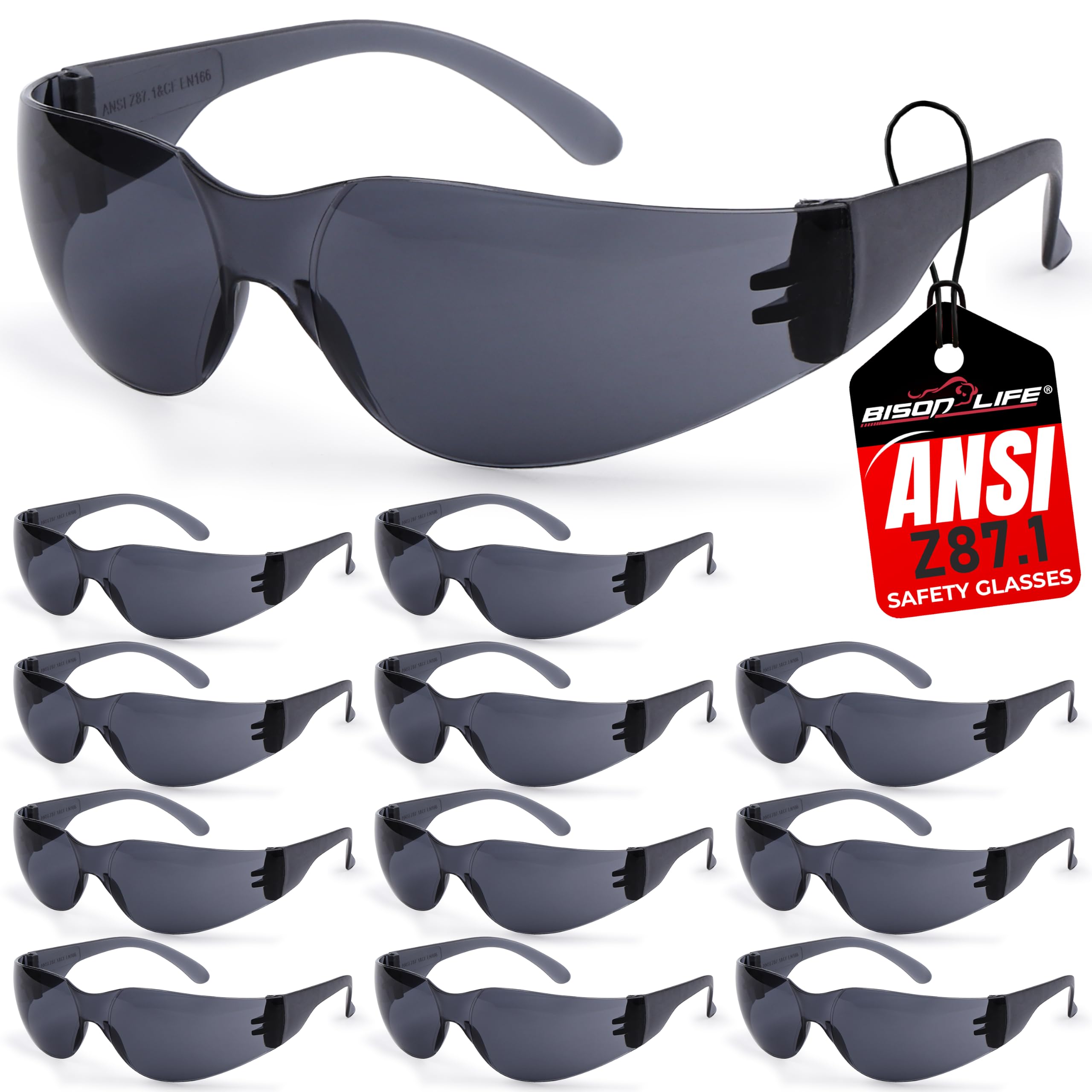 BISON LIFE Clear Safety Glasses for Men & Women, ANSI Z87.1 Certified,12Pk — Amazon image 25