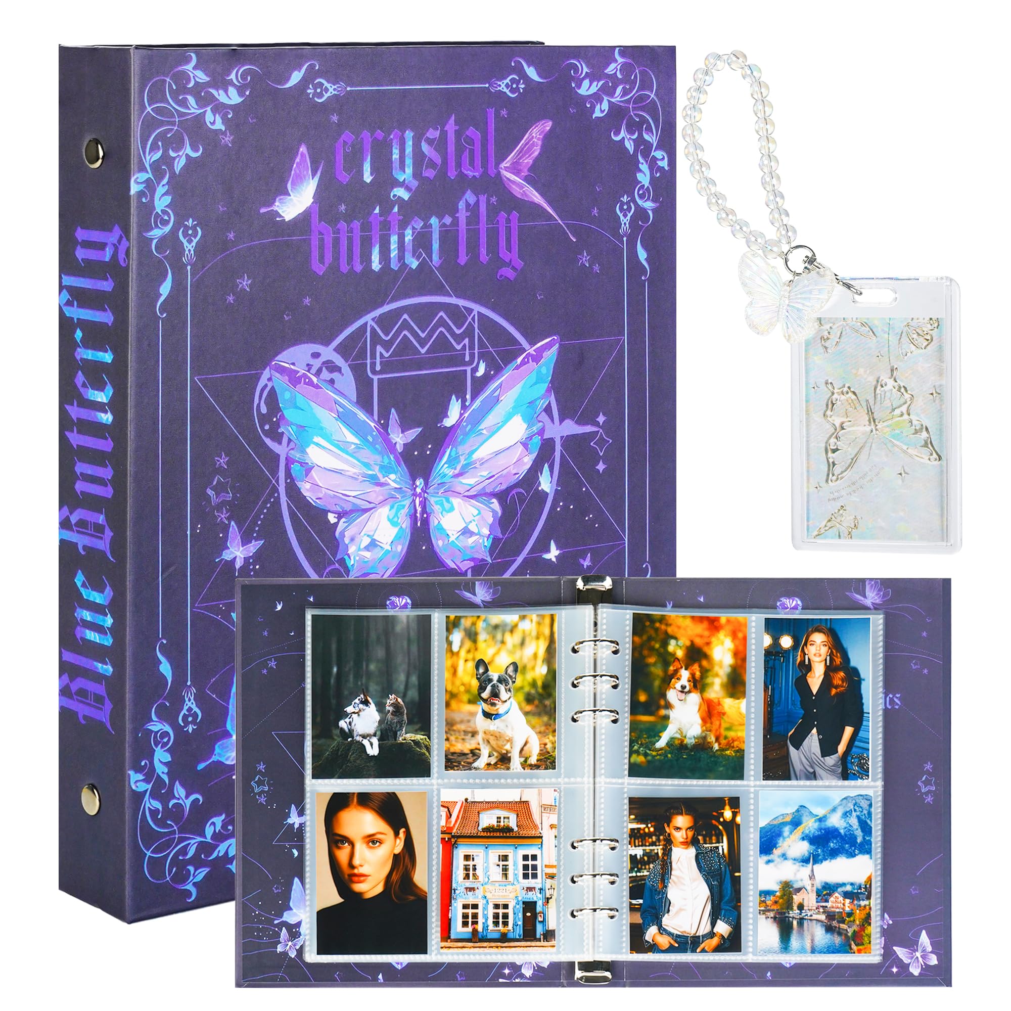 A5 Kpop Photocard Binder With Acrylic Holder Keychain 3 Inch Photocard Holder Book With 20 Double-Sided Inner Pages