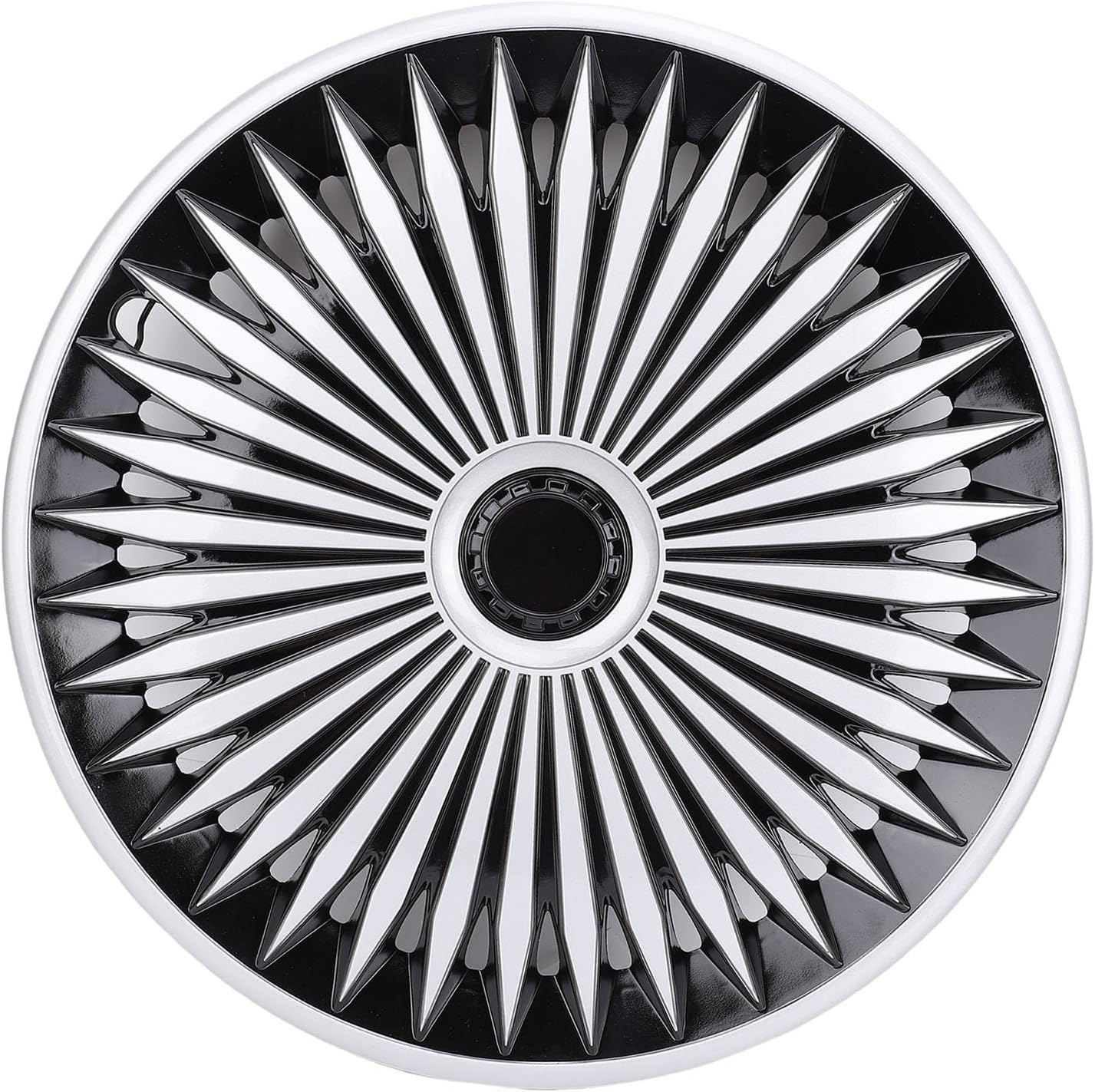 17 Inch Wheel Hub Caps, Stylish ABS Rim Covers with Impact Design for Most Cars and Trucks (Silver Black)