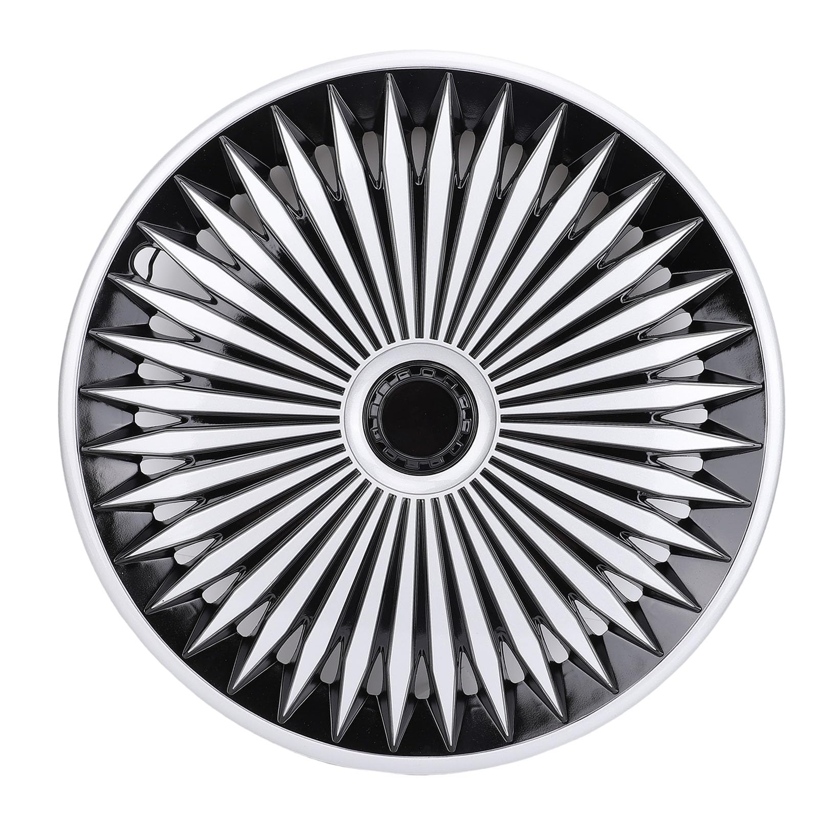Set mit 4 16-Zoll-Radkappen, Radnabenkappen-Ersatz, Einrastende R16-Radabdeckung für, Ideal für Autokappenschutz-Modifikationszubehör (Silber Schwarz)