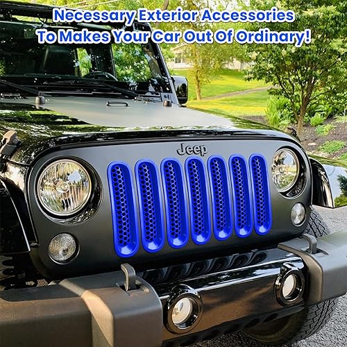 Vista 89 de Rejilla frontal E-Cowlboy de instalación de clip, parrilla protectora para Jeep Wrangler 2007-2017 JK, JKU, Sport, Freedom, Rubicon, Sahara
