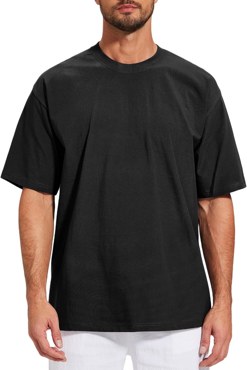 Men's Oversized T-Shirts Cotton Tee Heavyweight Unisex Short Sleeve Crew Neck Loose Fit Basic Tops