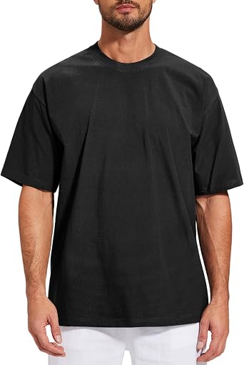 Mens Oversized T-Shirts Cotton Tee Heavyweight Unisex Short Sleeve Crew Neck Loose Fit Basic Tops