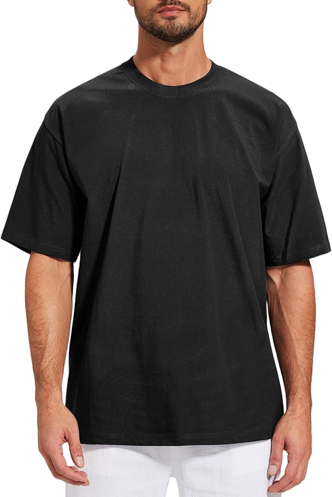 OSACOD Men's Oversized T-Shirts Cotton Tee Heavyweight Unisex