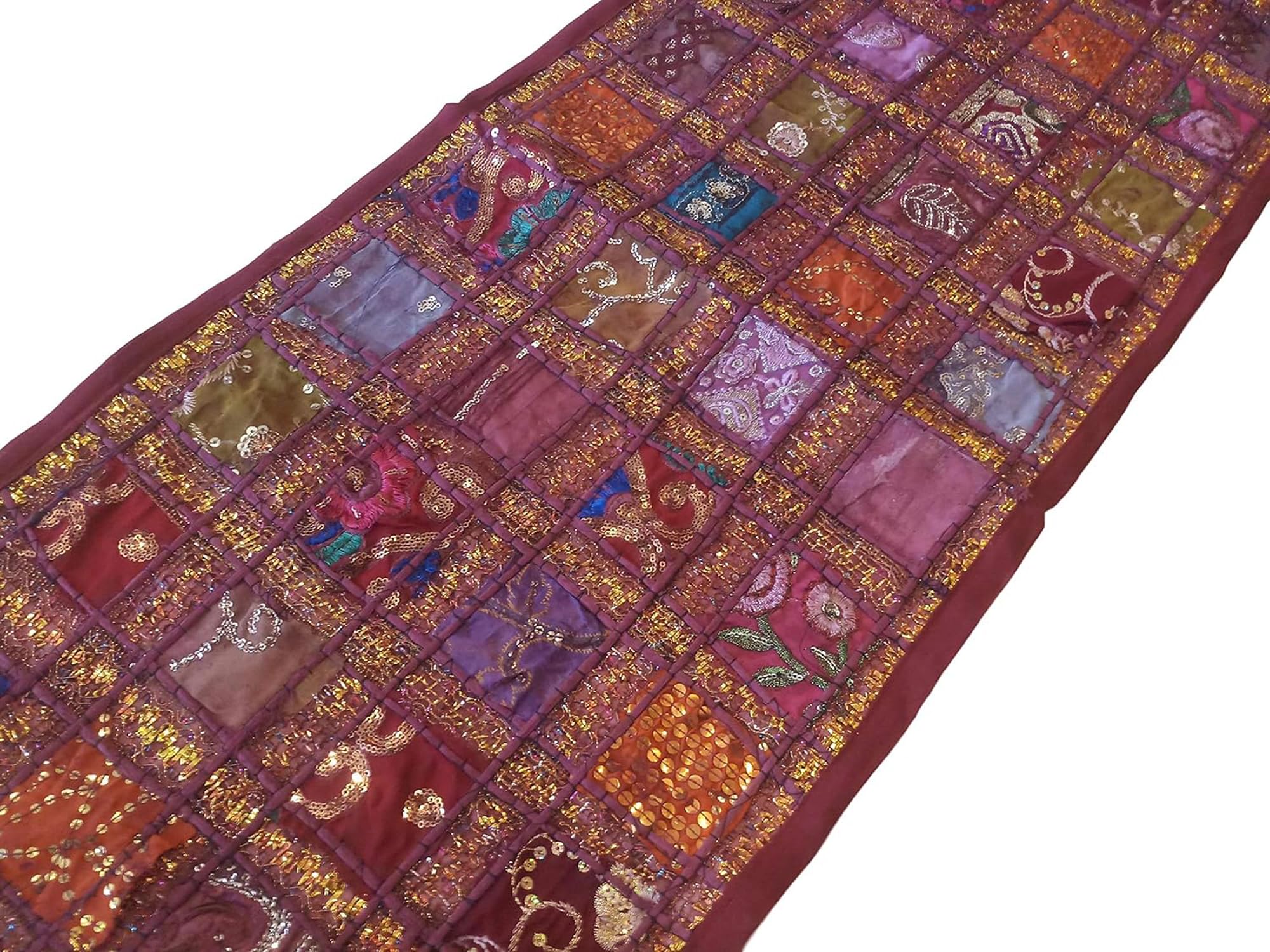 Esstischläufer, indischer Stil, Patchwork-Tischdecke, rechteckig, Baumwollläufer für Esstisch, Läufer für Veranstaltungen und Partys, Celebaration und Heimdekoration