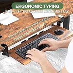 UPGRAVITY Extra Large Keyboard Tray Under Desk - Slide Out with Sturdy C-Clip Mount System, Extra Wide 31.5" (35.8" Including Clamps) x 11.8" Pull-Out Keyboard Computer Drawer, Rustic Vintage Brown