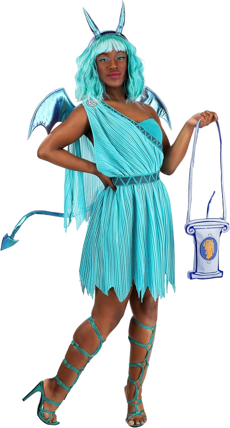 Disney Hercules Panic Costume Dress for Women with Wings, Headband, and Purse - Hades' Nervous Demon-Like Sidekick