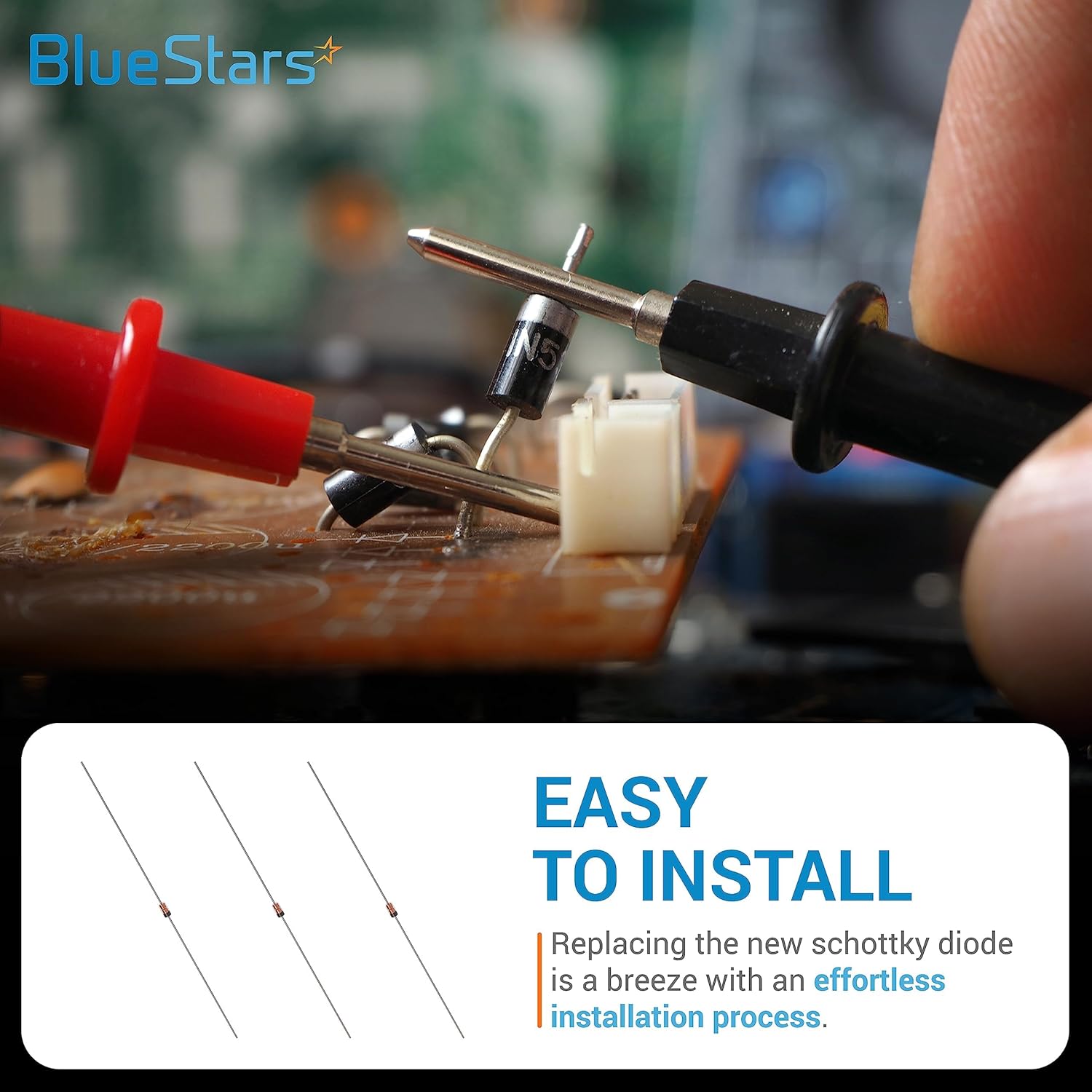 BlueStars Upgraded 50 Pcs 1N34A 1N34 Schottky Diode 50mA 65V DO-35 (DO-204AH) IN34A IN34 Axial for TV FM AM Radio Detection