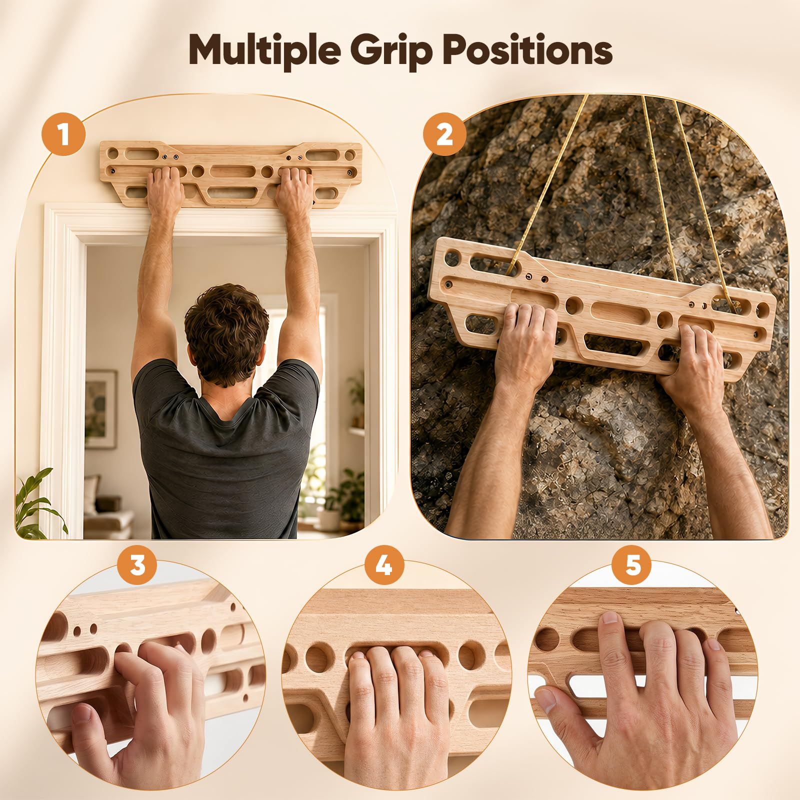 Planche d'escalade en bois avec vis, planche d'entraînement pour la maison, escalade pour améliorer la force des doigts et la force de préhension