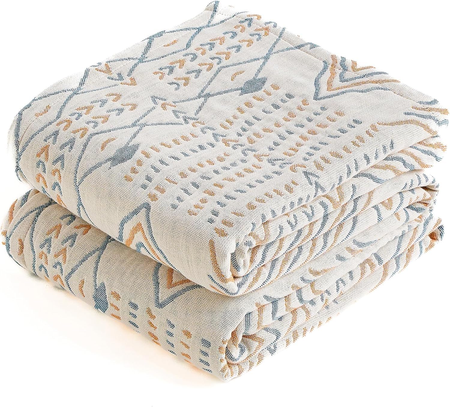 HOORDRY Boho Throw Blanket, Double-sided Soft Cotton Quilt,Lightweight Breathable Large Throws for Settees Sofa Couch Bedspread,Decorative Blanket, Beige/Grey,Fit All Season 200 x 230cm โ image 1