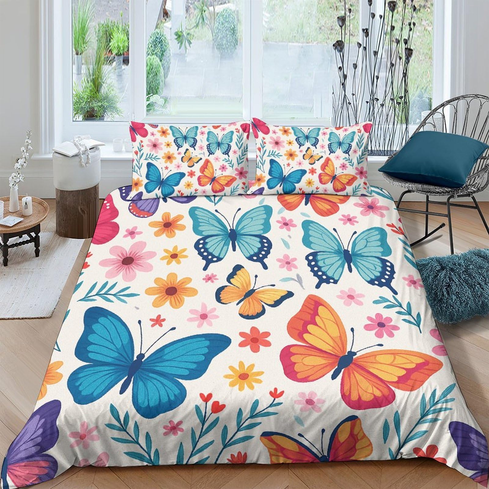 Ctjqhvkz Style-7 3D Printed Butterfly Floral Fitted Sheet Microfiber Soft Colorful Mattress Cover For Bedroom Guest Room Dorm Decor Single（135X200cm）