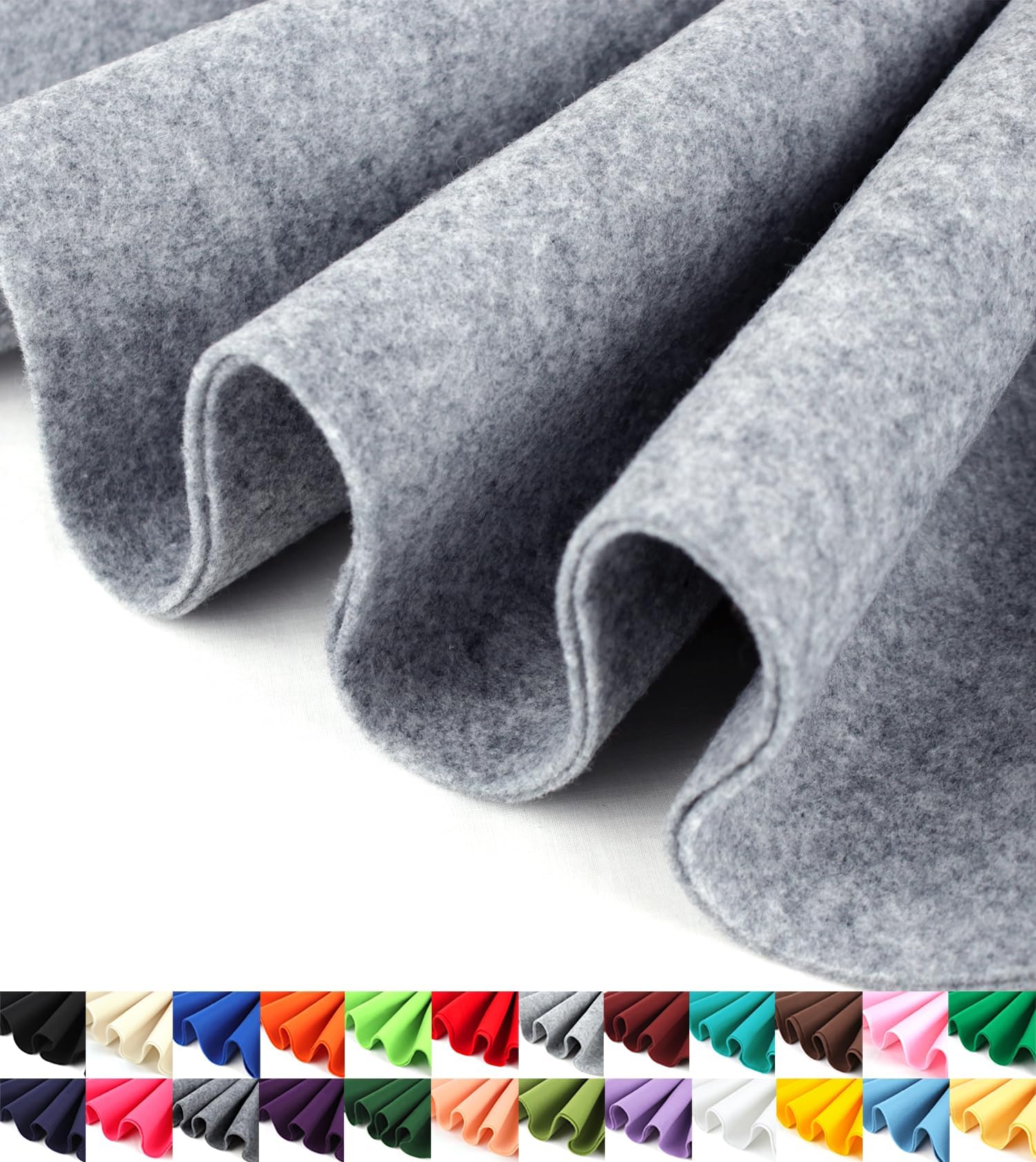 Acrylic Felt Fabric | 72'' Inch Wide | 1.5mm Thick | DIY Arts & Crafts, Sewing, Cushion and Padding (Heather Grey, 1 Yard)