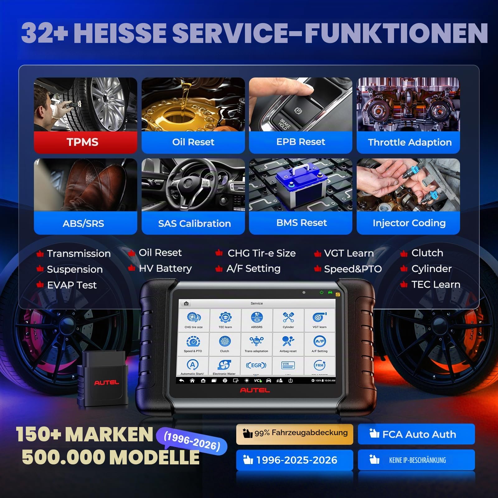 Autel MX808S-TS OBD2 Diagnosegerät: TPMS Programmiergerät, 3K+ Aktiver Test | 2026 Outil TPMS Voiture Gleich wie MaxiCOM MK808S-TS MK900TS, RDKS Programm von MK808BT PRO MK808S MK808TS, 28+ Dienste, OS11