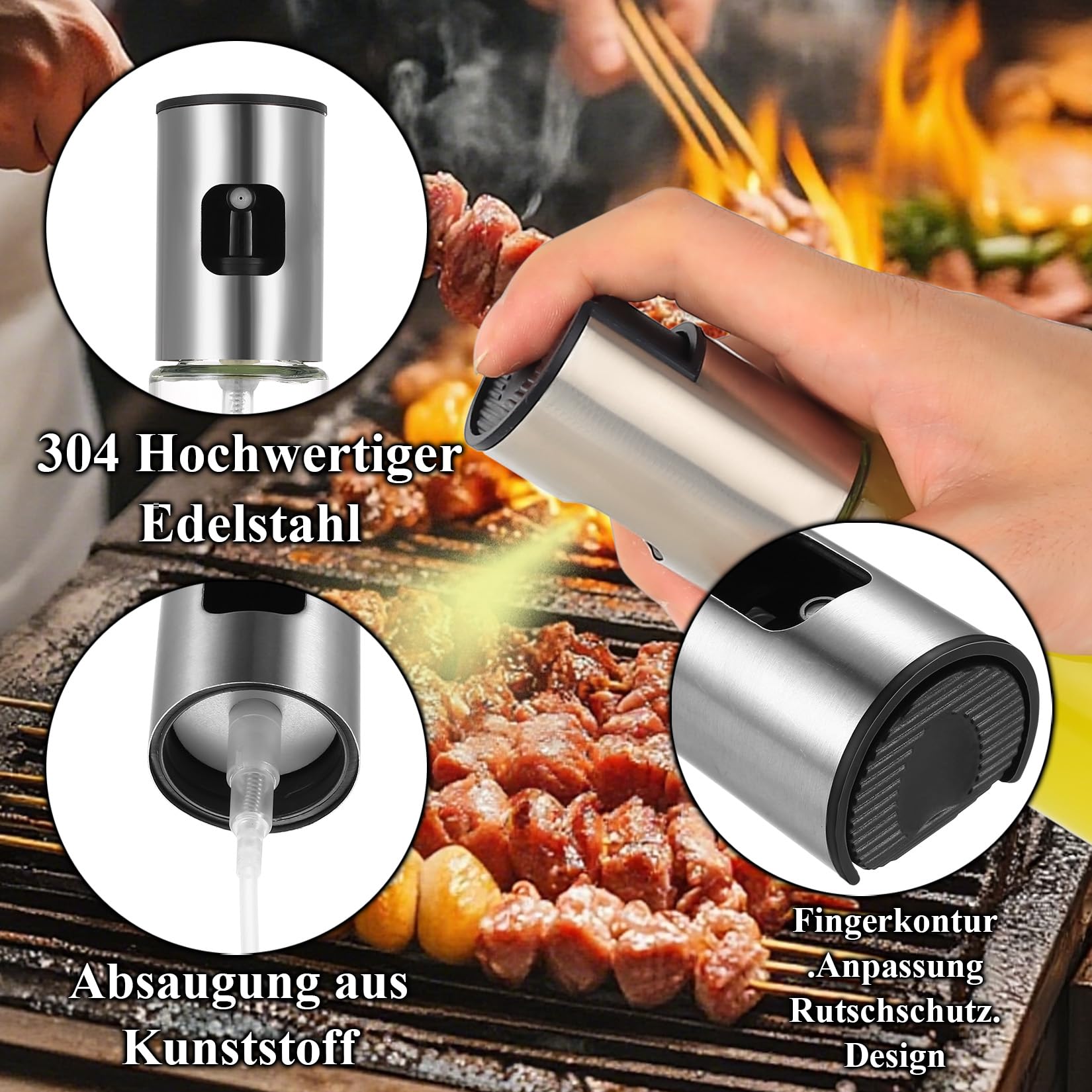 Lonwiner 2 Pièces Spray Huile Cuisine, Pulverisateur Huile en Verre de Protection UV vaporisateur huile aporisateur D'huile pour Air Fryer