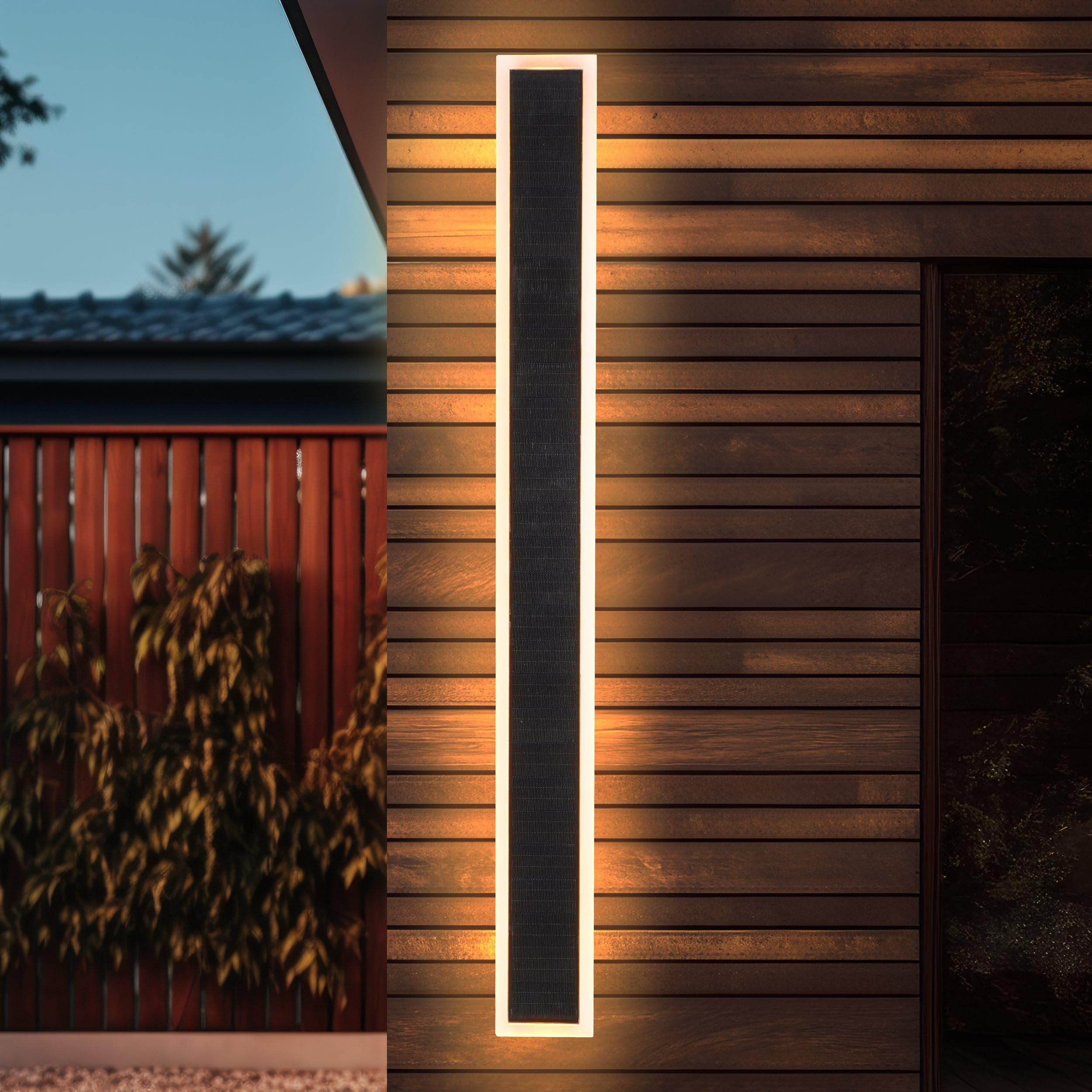 Esotec Solar Wandleuchte Smart Light 100 CCT, Fernbedienung, 3 Lichtfarben, mehrere Modi, Akku, LED Panel, Wandlampe, Außenleuchte, Lichtpanel, outdoor, außen, metall, schwarz, H95cm 102653