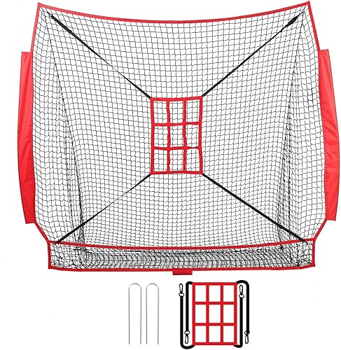 Red de repuesto de red de béisbol de 7 x 7 pies, solo red y marco no incluido, red de bateo con sistema de recolección de bolas grandes, objetivo de