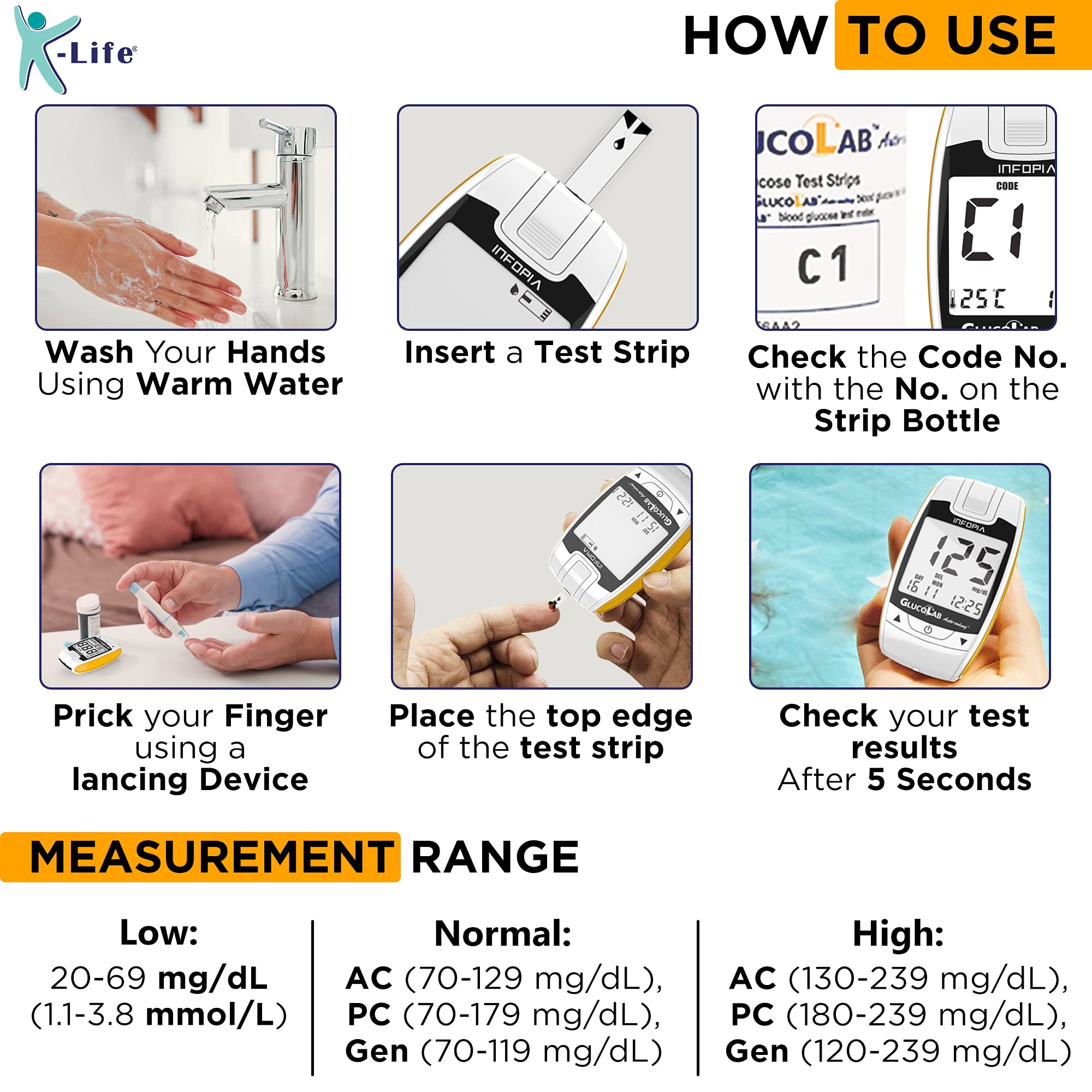 K-Life Gluco Lab Blood Sugar Machine, Sugar Test Machine for Home 50 Strips 2