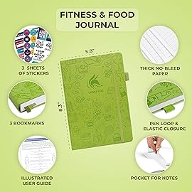 Clever Fox Fitness & Food Journal - Nutrition & Workout Planner for Women & Men - Diet & Gym Exercise Log Book with Calendars, Diet & Training Trackers - Undated, A5 Size, Hardcover (Apple Green)