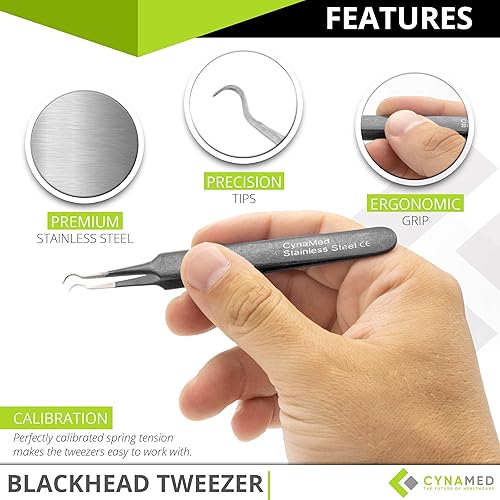 Miniatura 25 de Pinzas para puntos negros, extractor de comedia quirúrgica y astillas con punta de acero curvada, herramienta ideal para eliminar manchas y acné