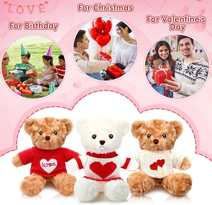Hungdao 8 Ositos de Peluche San Valentín 25cm Relleno Suave Regalo miniatura 7
