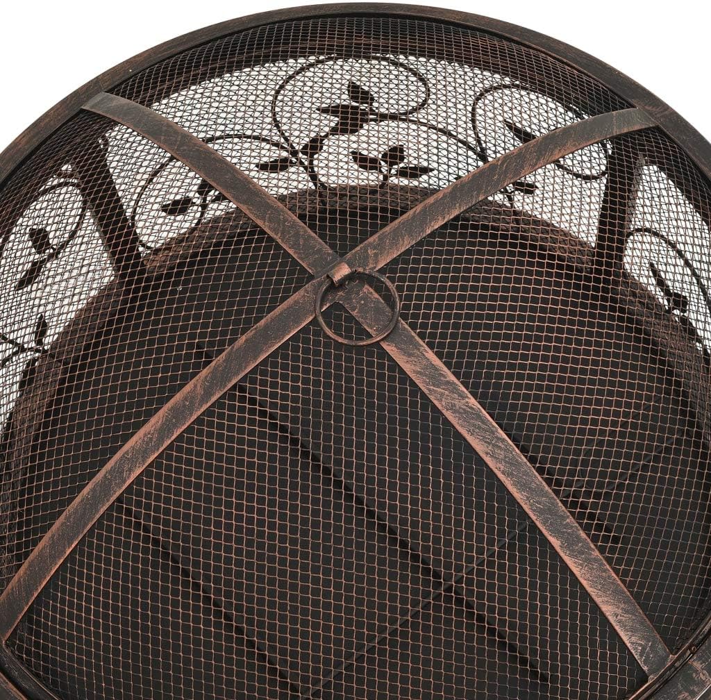 vidaXL Fire Pit, Firepit for Outdoor Patio Backyard Garden Deck, Fireplace with Poker, Firebowl for Camping Picnic BBQ, Industrial Style, XXL Steel