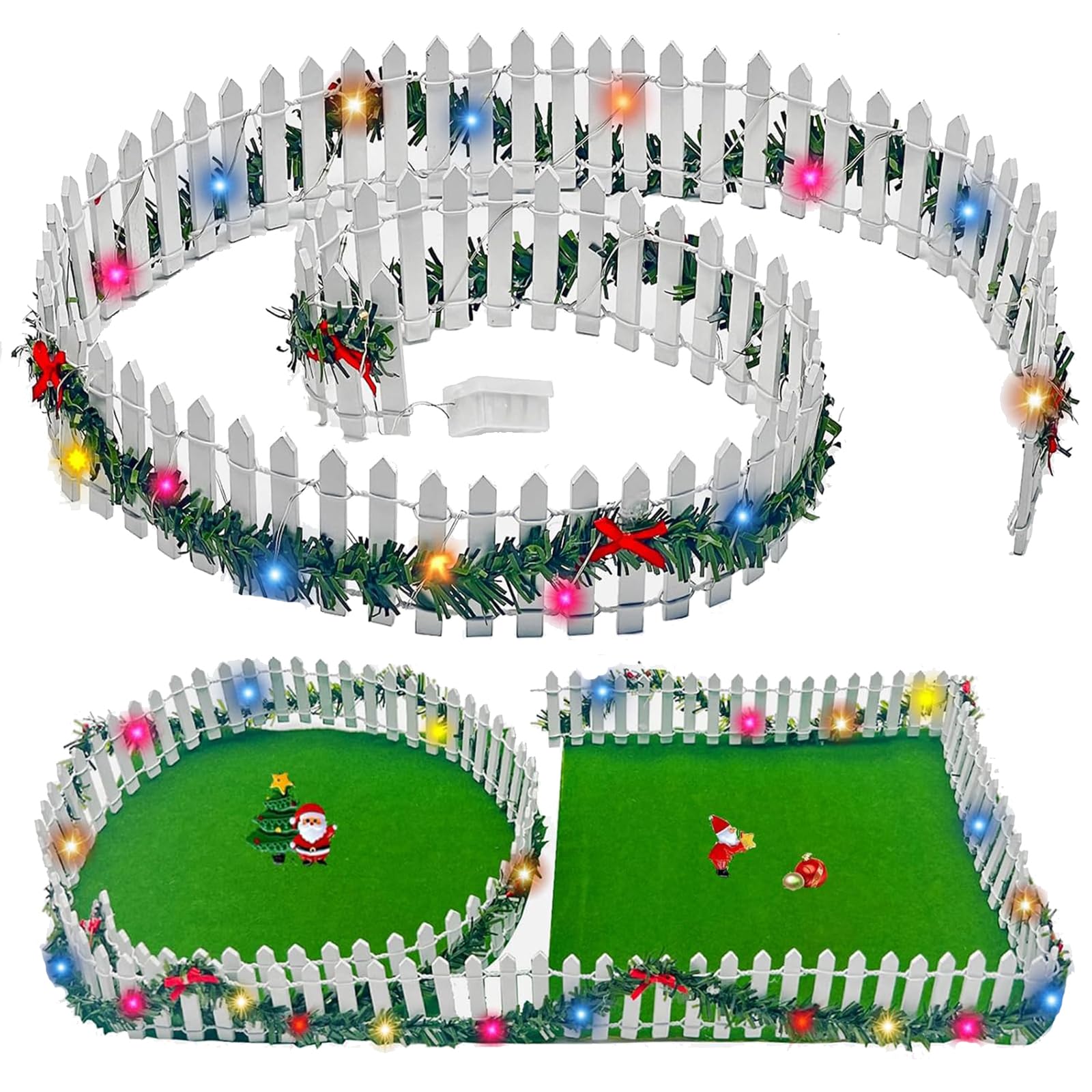 Miniatur Gartenzaun Mit LED-Lichtern – Weihnachtsdeko Für Puppenhäuser & Feengärten (weiß/braun)