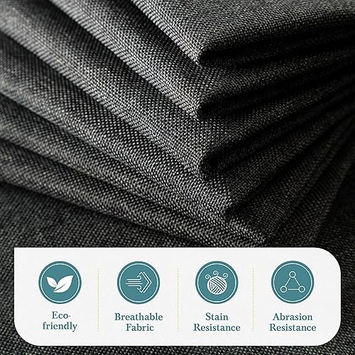 Miniatura 7 de HOOMIC Base de cama clásica de tamaño matrimonial con cabecera copetuda con botones en la parte trasera, plataforma tapizada con fuerte soporte de