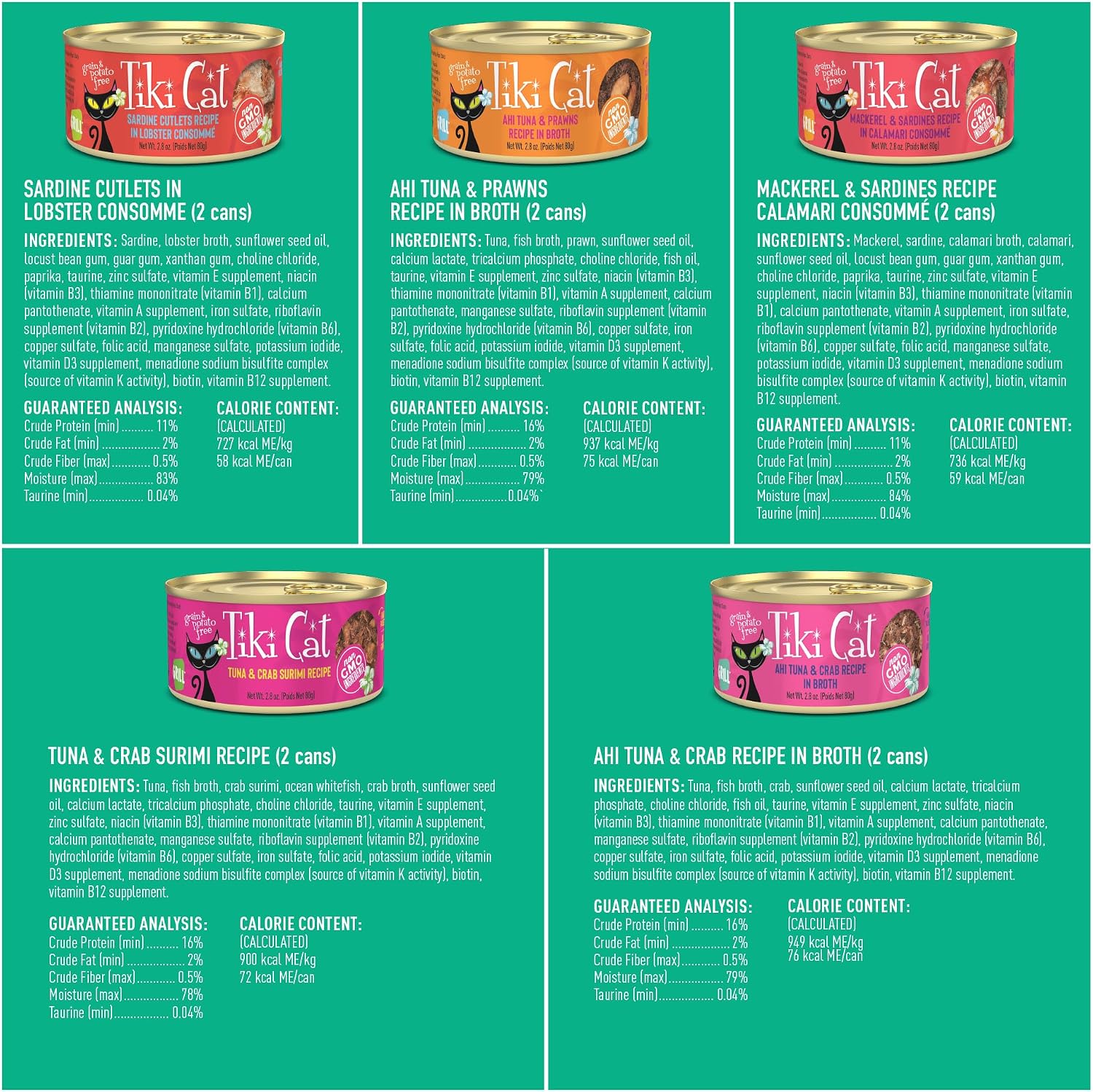 Tiki Cat Seafood Selects Wet Cat Food Mega Pack, 2.8 oz Can (36 Count)