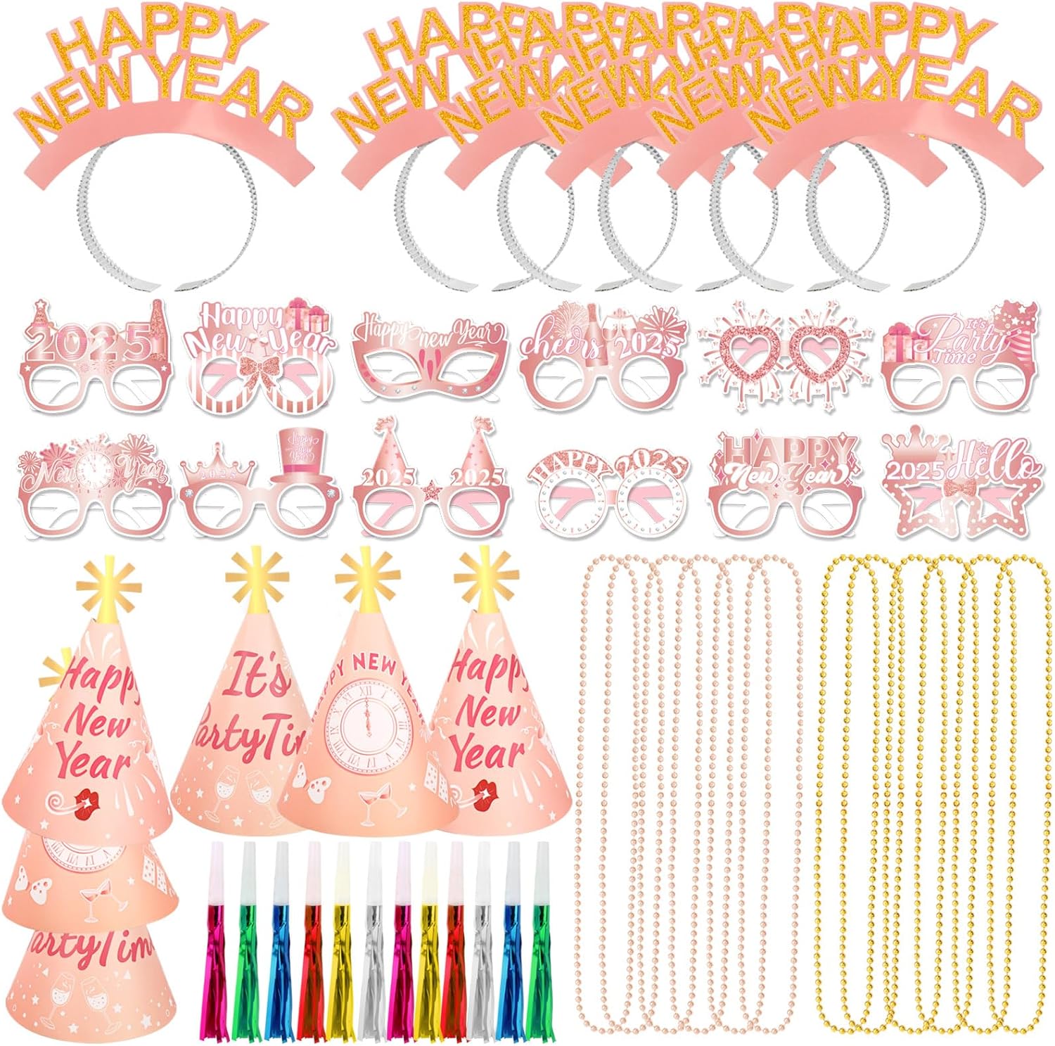 HOWAF 48pcs Rose Gold New Years Eve Party Supplies 2025