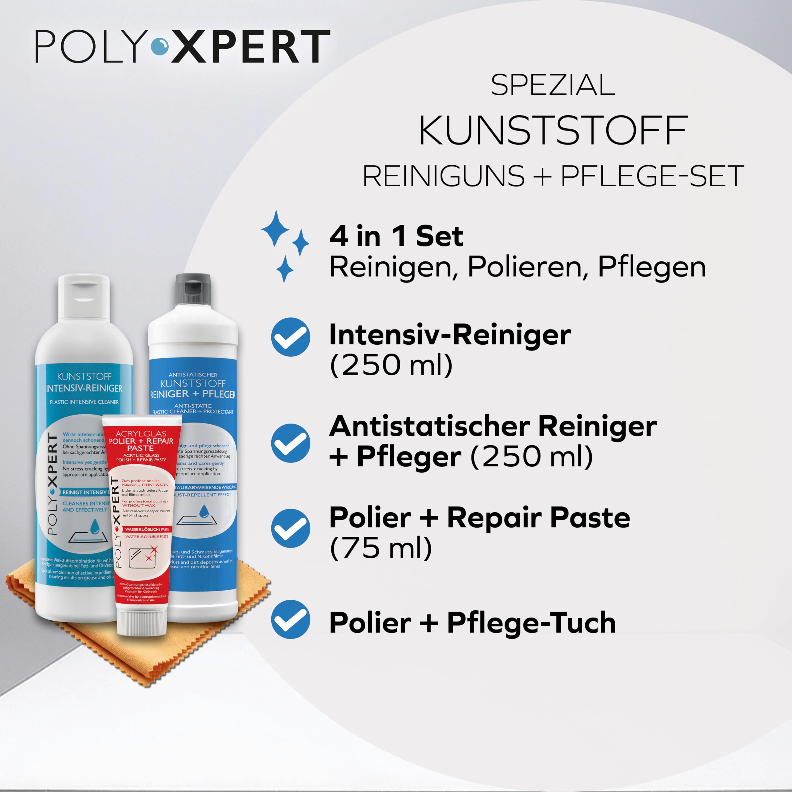 Kunststoff Reinigungs + AutopflegeSet zur Auto Reinigung