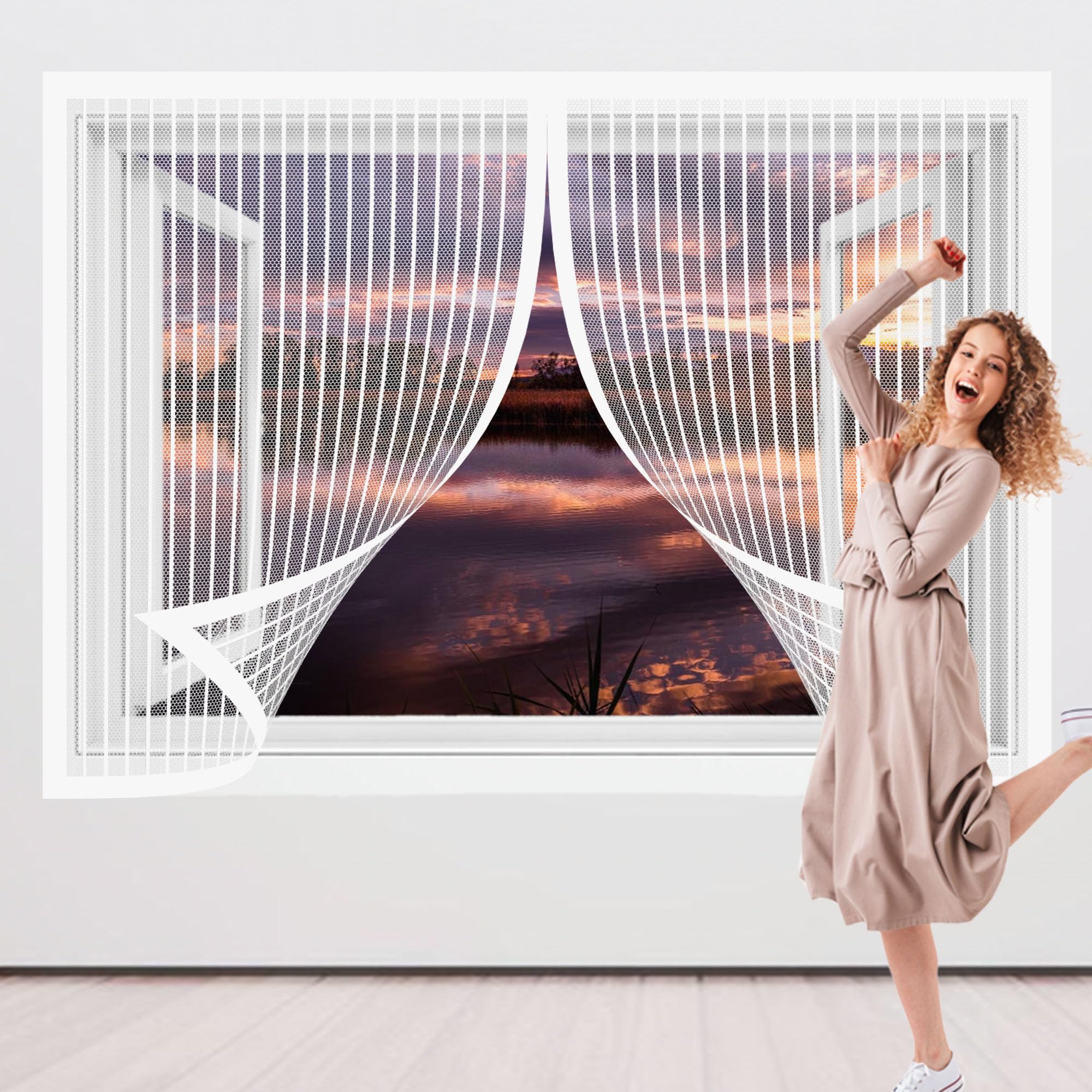 Moustiquaire magnétique pour couloirs et patio blanche de dimensions 103 x 170 cm