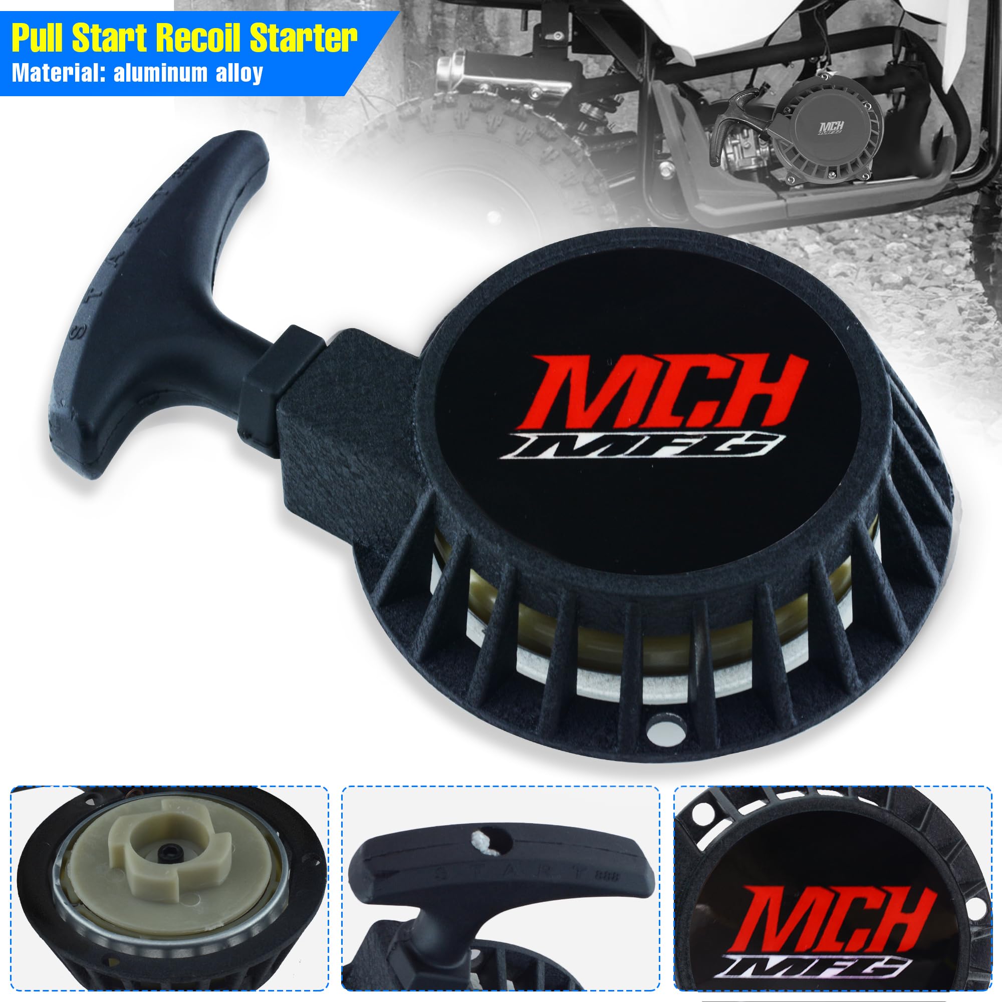 Pull Start Recoil Starter Alloy With Screws Drawstring Wrench Compatible With 2 Stroke 47cc 49cc Pocket Coolster SSR SX50 Mini Dirt Bike Moto Quad ATV In | Whizz - Foto 8