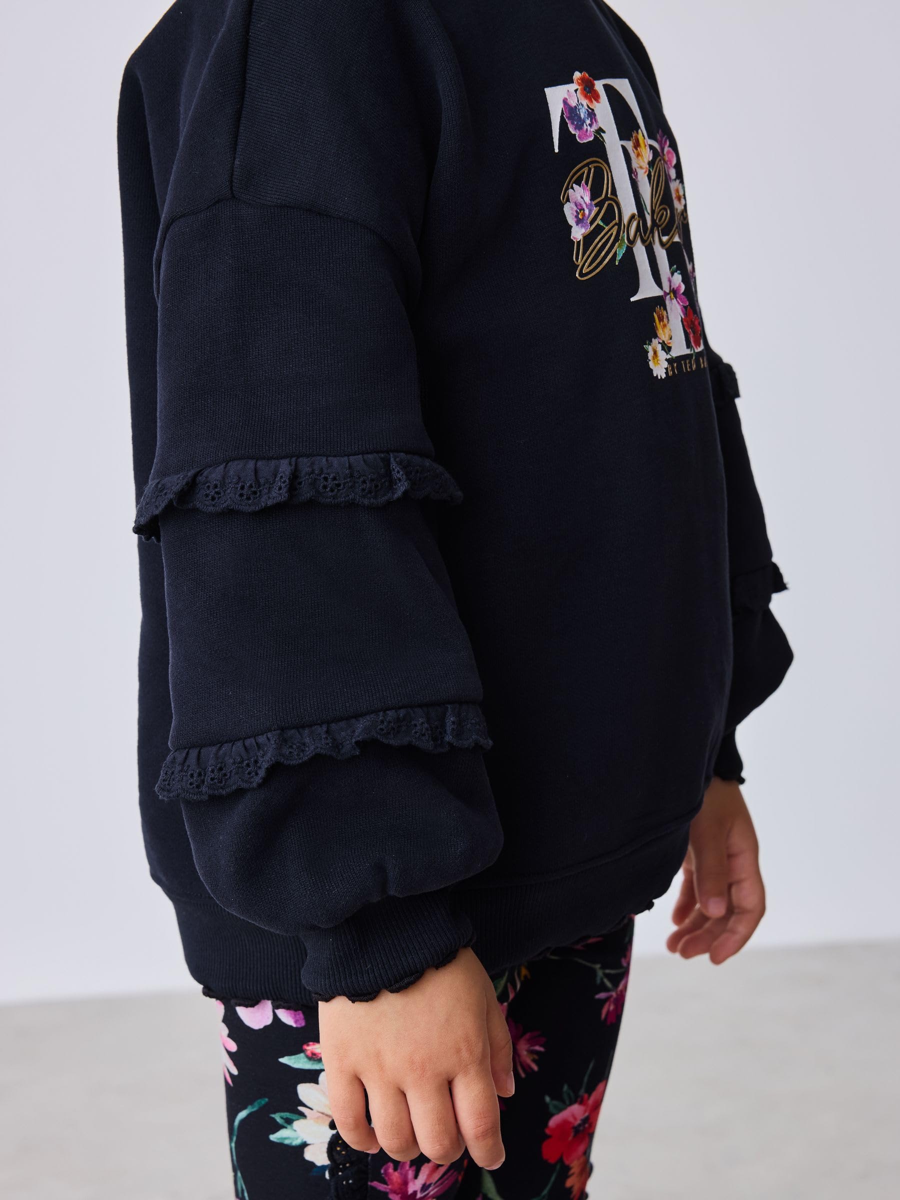 Bebés niña Conjunto de 2 piezas de sudadera y leggings acampanados con estampado floral