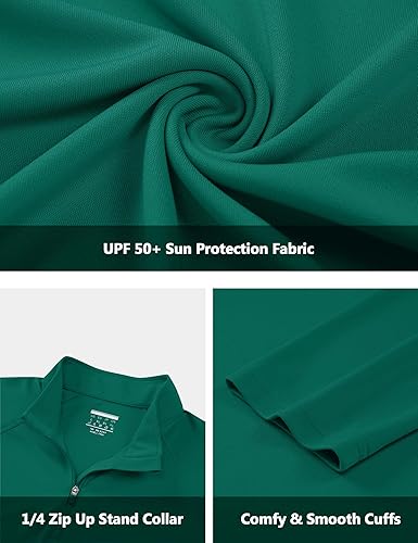 Miniatura 6 de CRYSULLY Camiseta de manga larga con cremallera de 14 para hombre, con protección solar, UPF 50+, camiseta ligera para correr