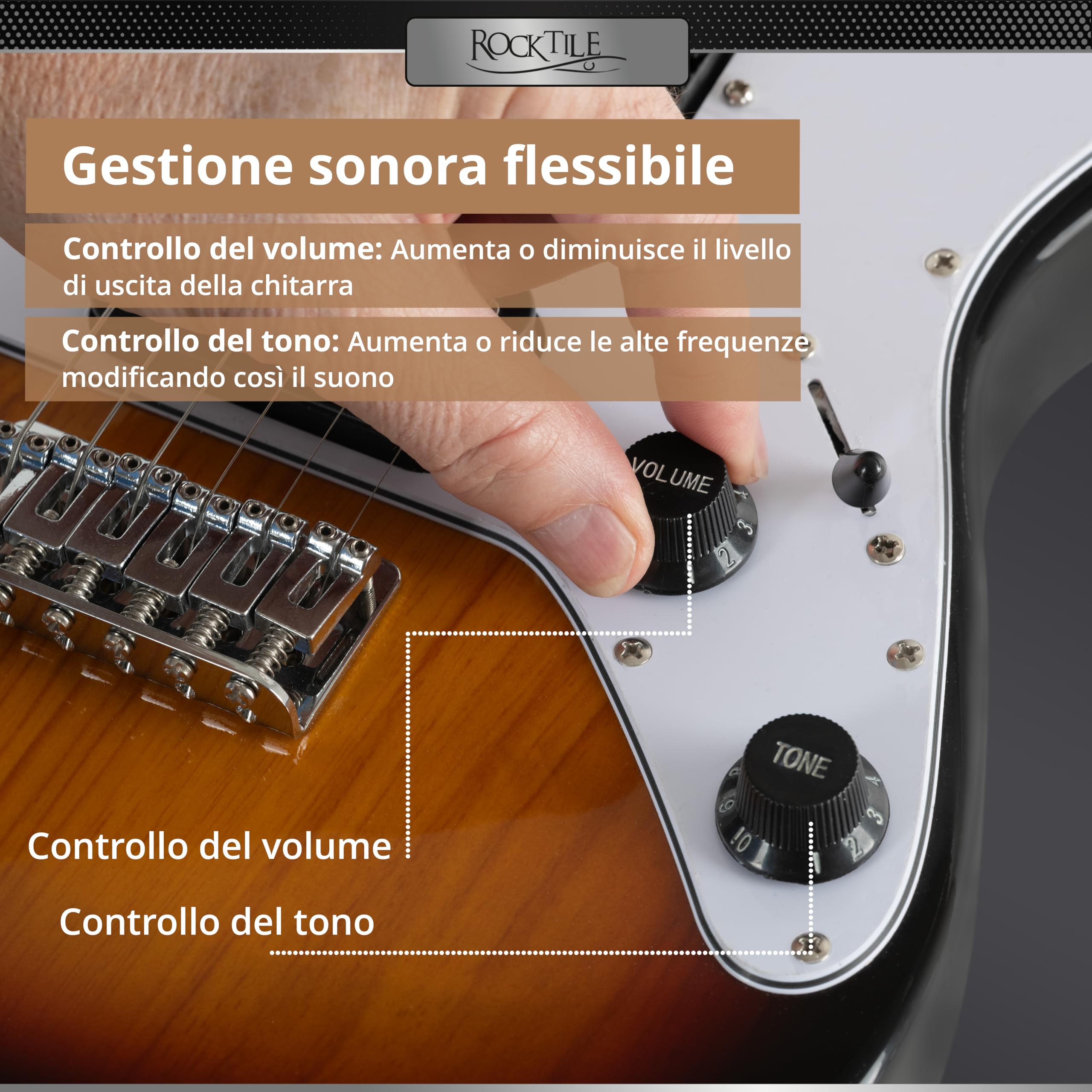 Rocktile Youngster YS-1SB 3/4 Chitarra Elettrica Sunburst, Generale | Modello: YS-1SB, Adatto indicativamente dai 6 ai 12 anni, Peso: 2, 4 kg, Numero di corde: 6, Orientamento: Destrimano, Corpo