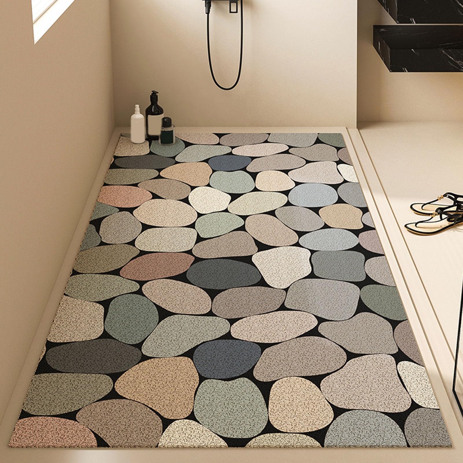 Alfombrilla de baño antideslizante y alfombrilla de ducha de PVC con drenaje rápido